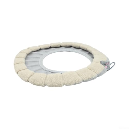 Soft and Warm Toilet Seat Cover for Bathroom Use with High Stretchability Washable Design for Easy Cleaning Compatible with Most Toilet Shapes at Home (Beige with gray B)