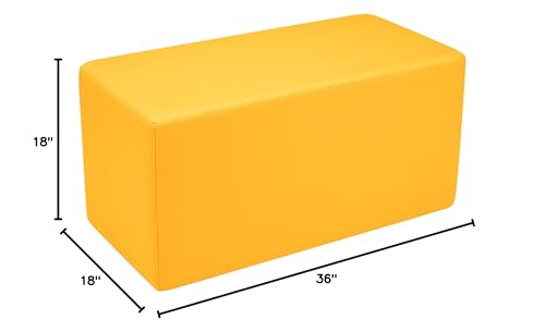 Image of Sprogs 18 inch H Structured Rectangle Stool -Flexible Modular Collaborative Soft Seating for Office, Home, Lounge and School Classrooms with Durable Frame -Yellow
