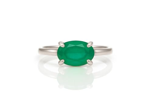 Bague Mai Onyx Vert Argent pour Style Bohème et Tenues de Soirée