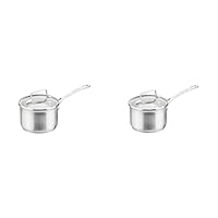 Scanpan Impact Saucepan, 16 cm/1.8 Litre,Silver and Scanpan Impact Saucepan, 14 cm/1.2 Litre Silver