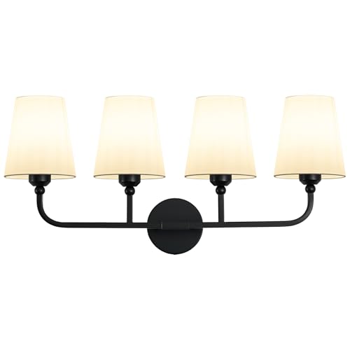 Image of Bathroom Vanity Light, Matte Black Bathroom Lighting Fixtures Over Mirror