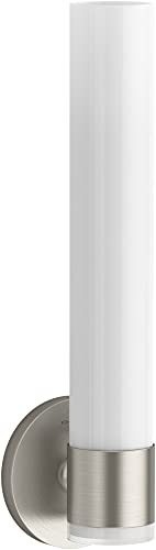 Image of KOHLER Artifacts Bathroom Vanity Light Fixture, Single Wall Sconce Lighting, Frosted Glass Shade, UL Listed, 1 Light, Brushed Nickel