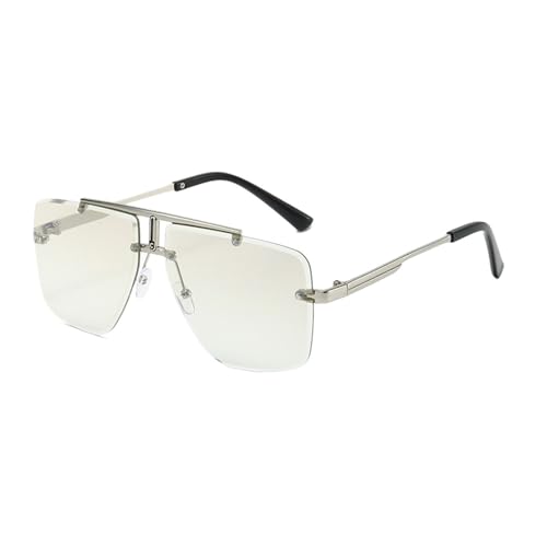 Lunettes de soleil oversized double pont monture carrée sans bord pour homme style streetwear