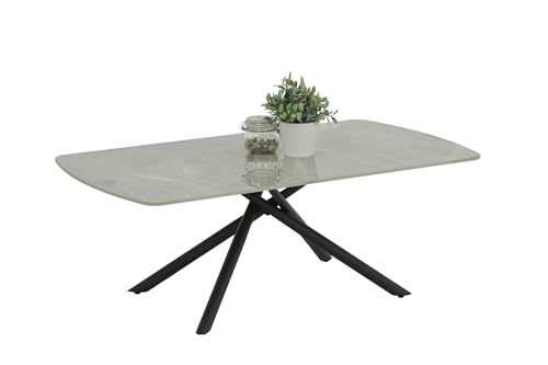 Hela Tische, Couchtisch Fred mit Steinplatte,Dekor Marmor Grau, Spinnengestell Metall Schwarz, 120x68x45cm