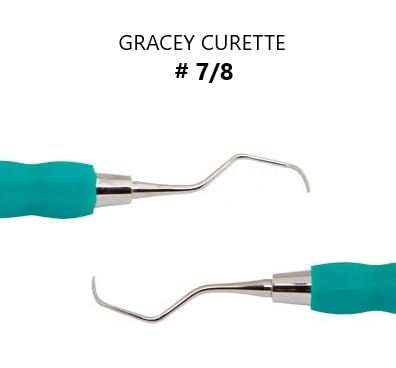 AmeriCan Goods Dental GRACEY CURETTE # 7/8 with Silicone Color-Coded Grips Professional Autoclavable Double-Ended Aqua Gripped Handle
