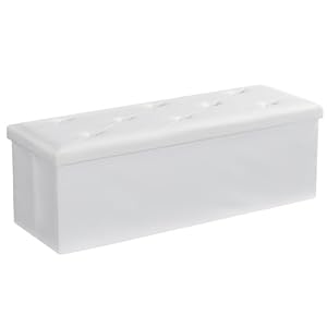 VECELO 収納スツール オットマン 収納ベンチ 収納ボックス 幅110*奥行き38*高さ38CM 耐荷重100kg 折り畳み可能 踏み台 足置き リビング/玄関/寝室適用 おもちゃ箱 洋服収納 化粧品収納ボックス 白