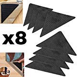 Protect Carpet Triangle Rug Gripper Tape (8 pc. Set) Corner Edging Adhesive Grip | Kitchen, Hallway, and Living Room Runners, Mats, or Loose Carpet | Non-Slip Floor Protection (Black)