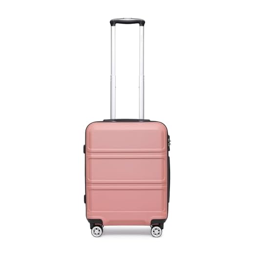 Kono 55 cm hårt skal kabinväska 38 L handbagage 4 hjulig spinner resväska med TSA-lås, Rosa gyllene, 55x40x22 cm,