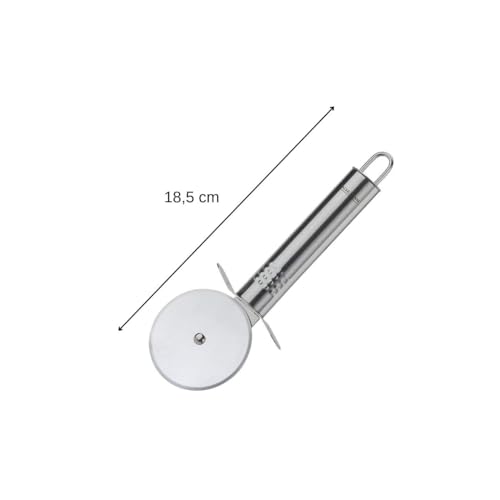 Foto von Fackelmann Pizzaschneider, Pizzaroller aus Edelstahl, robuster Küchenhelfer mit scharfem Schneiderad (Farbe: Silber), Menge: 1 Stück