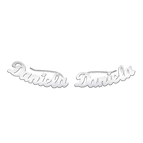 MI JOYA PERSONALIZADA - Pendientes trepadores PLATA DE LEY personalizados con nombre