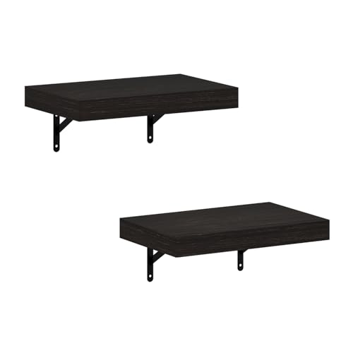 Image of Furinno Tanna Floating Shelves for Wall Set of 2, 15-Inch Wall Shelf, Triple Thick Floating Mounted Shelf, for Bathroom, Home Office, Living Room, Tobacco Oak