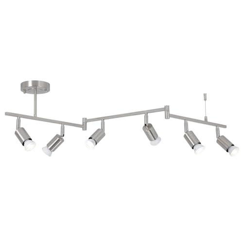 SEEBLEN 6-Light Nickel Track Lighting Fixture Ceiling, Modern LED Track Lighting with Flexible...