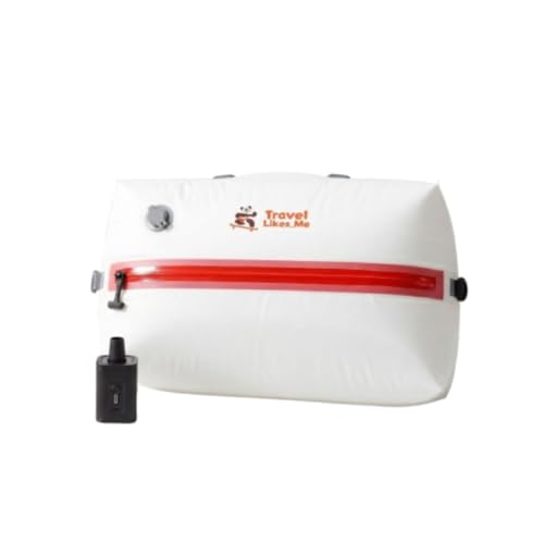 Image of Travel Likes Me Storage Vacuum Bags - Travel Essentials,Clothes Packing,Large Ziplock Bag with Vacuum,AirZip Lock Compression,Backpack Clothing,Space Suction (White, Orange, 27L with pump)