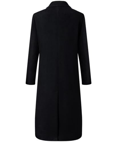 Image of Mens Black Wool Winter Overcoat - Cashmere Blend Long Topcoat Jacket, Classic 3-Button Dress Coat