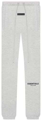 Essentials Sweatpants Adult Elastic Waist Oversized Relaxed/Uncuffed/Straight-Leg/Open-Hem (US Alpha X-Large Regular Regular Light Oatmeal Cuffed)