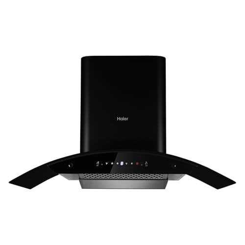 Image of Haier 90cm 1500 m3 /hr Curved Low Noise Chimney with Easy Clean Filterless Autoclean | 10 Yr Motor & 4 Yr Product Warranty | Touch & Gesture Control | Free Pipe and Installation | HIH-G1900-IN