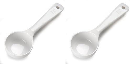 Image of Carlisle FoodService Products Measure Miser Solid Measuring Spoon with Short Handle, 3 Ounces, White, 1 Count (Pack of 2)