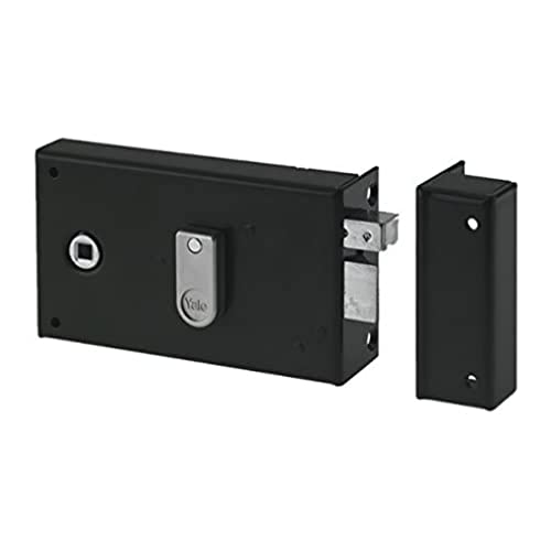 Yale Serrure en applique horizontale à fouillot Droite - YAH36D - Kaki, 2 Clés fournies, Axe à 55 mm, Carré de 6 mm, Version Droite - pour Porte...