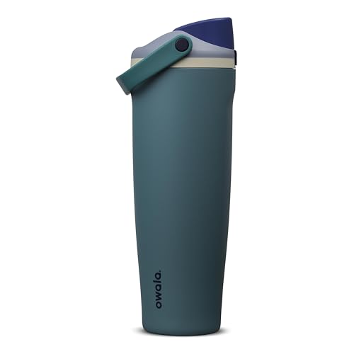 Image of Owala FreeSip Sway Insulated Stainless Steel Water Bottle with Two-Way Spout, Built-In Straw and Bucket Handle, Made for Travel, School, and Sports, 40oz, BPA Free, Leak Proof, Denim