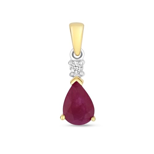 Pendentif femme or 375 diamant rubis rouge collier or fin 9 carats WJS34569KY