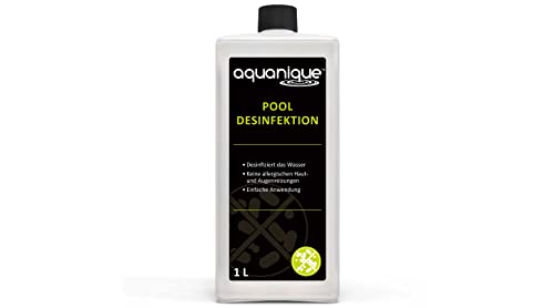 AQUANIQUE Pooldesinfektion 1 L, flüssige Poolreinigung zur wirksamen Entfernung von Bakterien und Keimen im Schwimmbad Planschbecken und Pool Cover