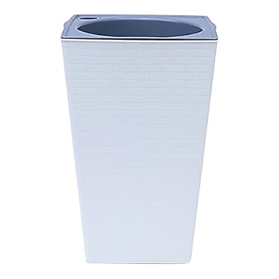 Tall Self Watering Indoor Outdoor for Patio Planter Pot Tall Planters for Outdoor Plants Large Square Planter Flower Pot with Drainage Holes Taper Planter Lightweight Self Watering Plant Pot White