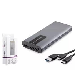 HADRON HDX1781 etui na SSD TYPE-C3.1 + USB3.0 NGFF ALYUMINIUM + tworzywo sztuczne M2 CHIP RTL9201R RGB szare