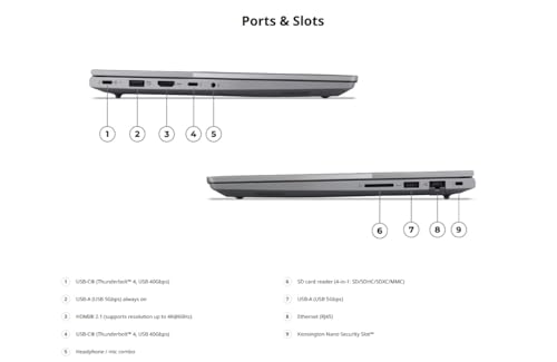Image of Lenovo ThinkBook 14 Gen 9 Copilot+ Laptop with Intel Core Ultra 7 355 Processor, 14 inch 1920x1200 IPS Touchscreen Display, 32GB of Memory, 1TB SSD, FHD IR Hybrid Camera, Fingerprint Reader and Win 11 Pro