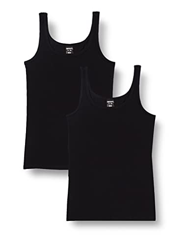 Schiesser Mädchen Piger 2 pak tanktop tank top Unterwäsche, Schwarz, 152 EU