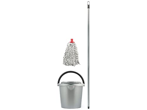Home Silver Clean Strizzatore Con Azione Antibatterica, Argento, Set Manico + Secchio + Moccio