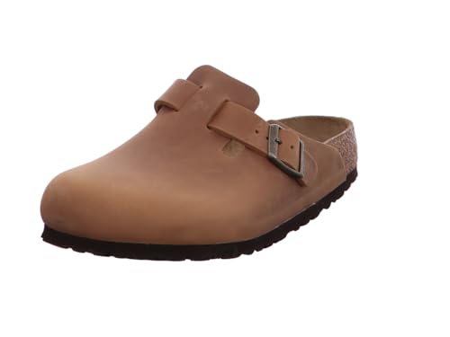 Image of Birkenstock Boston Bs Men's Large Elegant Pin Buckle Clog Sandals (Cognac, US 10 /10.5F & 8 /8.5M)