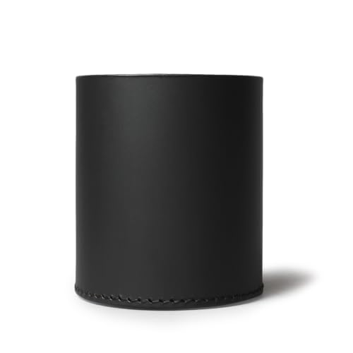Image of Premium Recycled Leather Pen Holder for Desk & Study Table | Office Pen Stand for Table, Desk | Stationery /Pencil Stand Organiser | Round, Multi-Purpose Holder for Home and Office (Classic Black)
