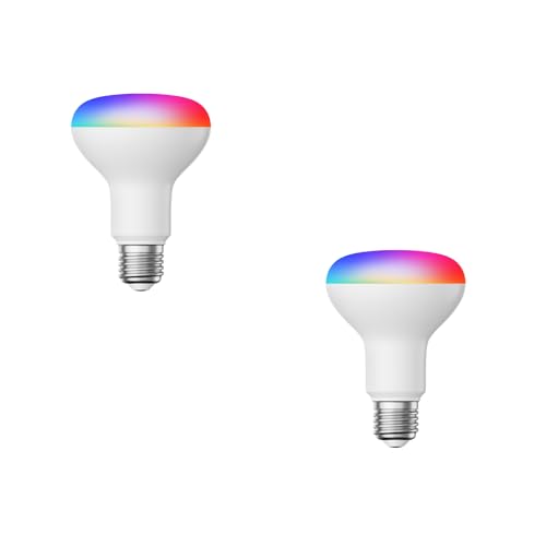 ledscom.de 2 Pieces E27 LED RGB Bulb, R80, Warm White - Cool White (2700-6300 K), 9.9 W, 950lm, Smart Home, WLAN, Alexa, matt