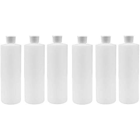 16 OZ PLASTIC SQUEEZE BOTTLES WITH FLIP TOP DISPENSER CAP FOR LIQUIDS/OILS/SHAMPOOS SET OF 6 (6, WHITE CAPS) Cover