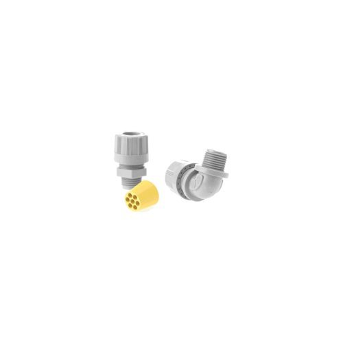 Woodhead 5595-008W Cable Strain Relief Grip, O-Ring, Locknut, Max-Loc Cord Seal, Right Angle Male, Specialty Multi-Hole, 1/2" NPT Thread Size, Yellow Grommet Color, 2, 3, 4, 5, 6, or 7 Holes, .187" Cable Diameter Woodhead 5595-008W Cable Strain Relief Grip, O-Ring, Locknut, Max-Loc Cord Seal, Right Angle Male, Specialty Multi-Hole, 1/2" NPT Thread Size, Yellow Grommet Color, 2, 3, 4, 5, 6, or 7 Holes, .187" Cable Diameter