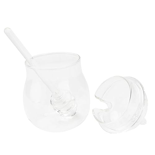 DECHOUS 1pc Glass Honey Jar Honey Dipper Jar Honey Canister Food Container Drink Beehive Honey Pot Snack Container Tea Jar Food Storage Container Crystal Multifunction re-usable