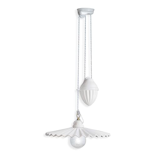 Suspension montante 1 lumière laiton satiné, lustre de plafond rétro L'Aquila
