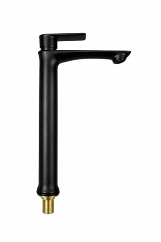 Image of SS Kubix Pillar Cock Tall Boy- Black | Premium Stainless Steel | Heavy Duty Construction | Smooth Polished Finish on high Neck Pillar Cock | ONLY Cold Water Outlet | 12 INCH Height