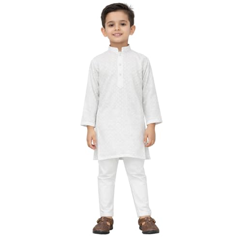 Image of Traditional Kids Ethnic Wear Cotton Kurta Pyjama Set for boys