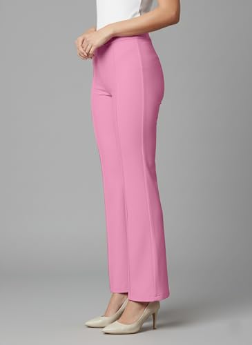 Image of Mehrang Cotton Blend Bootcut Parallel Trouser Pants for Women Regular Fit, Bellbottom Straight Pants for Womens