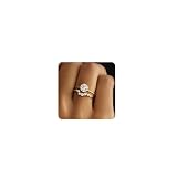 KAERUN Cubic Zirconia Gold Rings for Women Non Tarnish 14K Gold Plated Diamond Wedding Promise Engagement Rings Stackable Fashion Dainty Gold Knuckle Women Rings Set Size 6 7 8 9 10 11