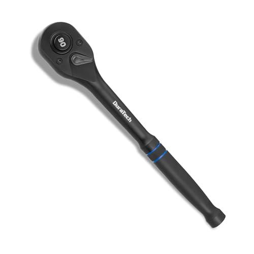 Image of DURATECH 1 /2-Inch Drive Ratchet, 90-Tooth Quick-Release Ratchet Wrench, Reversible, Cr-V Made, 4 Swing, Manganese Phosphate Black Finish, Gifts for Men Gifts for Women