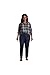 Lands' End Womens Flannel Boyfriend Long Sleeve Shirt Ivory/Black Mixed Plaid Petite X-Small