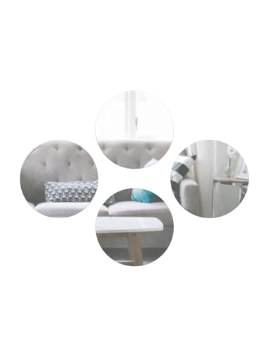 Kit 4 Espelhos Círculos Acrílico Redondo Decorativo Adesivo Tamanho Grande para Parede Azulejo Vidro