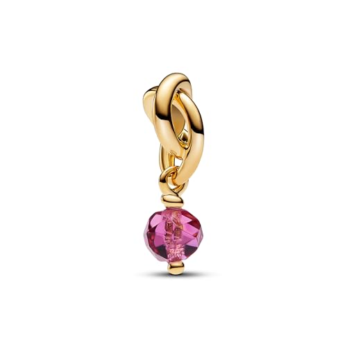 Moments Facettierter rosafarbener Ewigkeitskreis Charm-Anhänger aus Sterling Silber mit vergoldeter Metalllegierung und Kristall,Kompatibel mit  Moments Armbänder,, crystal - Pandora 763462C10