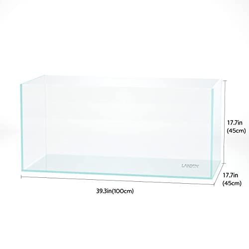 Image of Landen 100P 50 Gallon Rimless Low Iron Aquarium Tank, W39.4xD17.7xH17.7 in(100x45x45cm) 10mm Thickness with Black Nano Foam Leveling mat Included