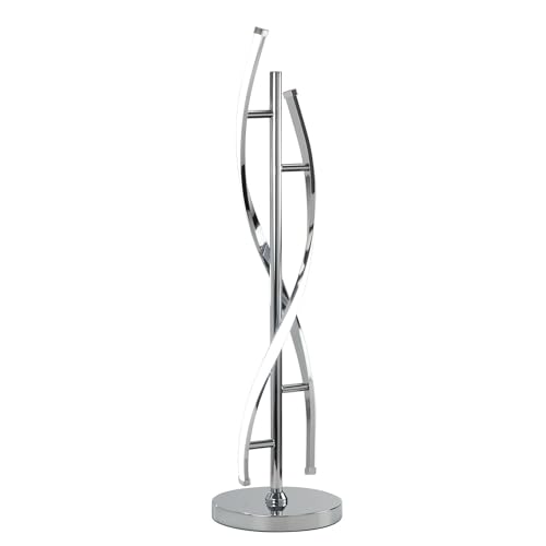 Benjara BM309020 29 in. Jam LED Light Table Lamp with Round Base & Accent Metal Base Chrome & Silver