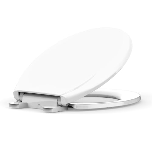 Toilet Seat, Round Toilet Seat with Quick-Release And Quick-Attach, Plastic Toilet Seat with Soft Close, Never Loosen, Easy Install and clean - White