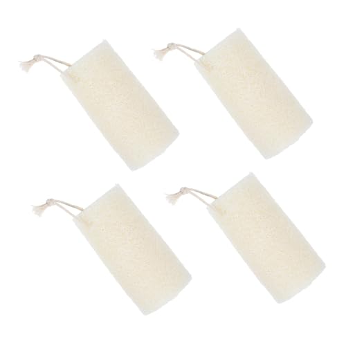 SMASOLO 4 piezas Esponjas Naturales de Lufa para Ducha y Baño Esponja Exfoliante Corporal Ecológica Limpia Profundamente y Mejora Circulación para Hombres y Mujeres