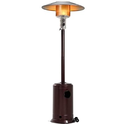 Outdoor Patio Heater Tall Standing Hammered Finish Garden Outdoor Heater Propane Standing LP 41,000BTU CSA Certified Gas Steel w/Accessories (MOCHA)